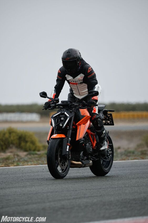 If you look closely you’ll see rain drops on both me and the bike. It made spinning the back tire really easy, but it also took away the smoke show the rolling burnout would have created.