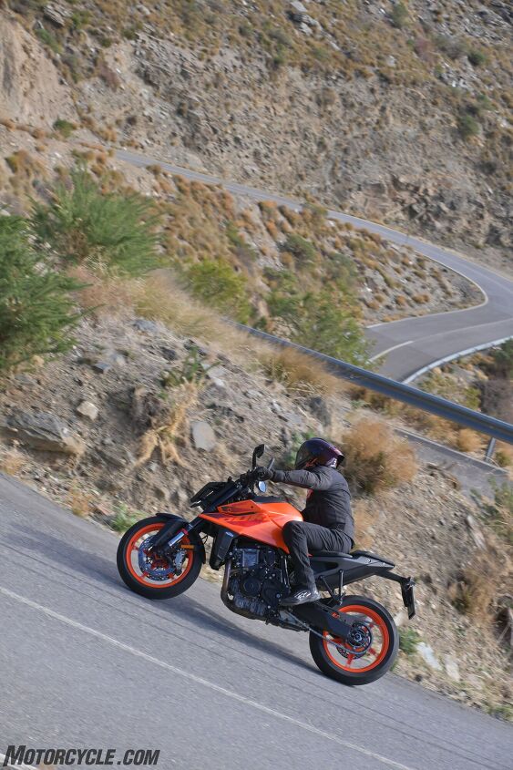 One set of curvy roads and the difference in chassis stiffness is crystal clear between the 890 and 990 Dukes.