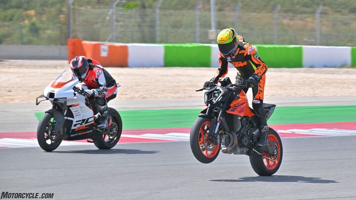 Chris Fillmore, Pikes Peak champion and record holder, can hustle anything incredibly quickly, including a 990 Duke. I had to hop on a RC8c to stand a chance.