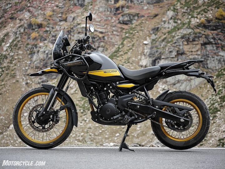 A profile shot illustrates the simplicity of the new Himalayan’s design.
