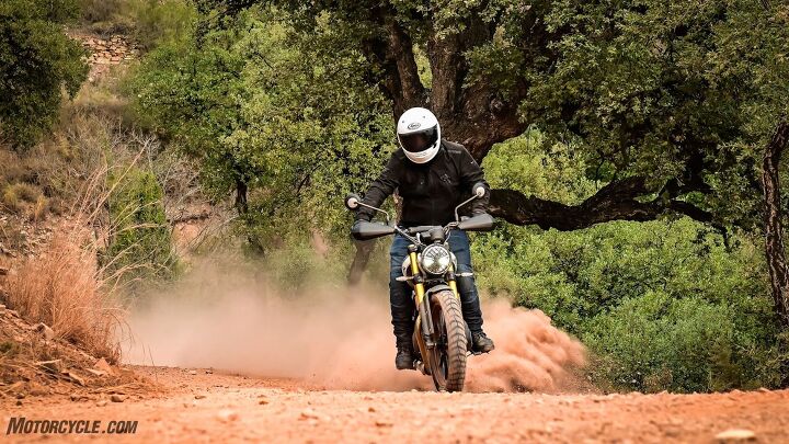Weighing in at a claimed 395 pounds, the bike handles canyon roads and jaunts around town with ease. Likewise with the odd fire road, and if you have any intention of venturing off-piste, being able to disable ABS is a must. Disabling TC just adds to the fun.