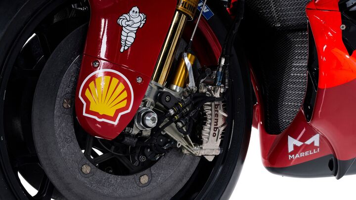 The Panigale doesn't have 70 sensors, but MotoGP bikes like this one do. The data from this bike (and all its siblings) has found it's way into the new V4.