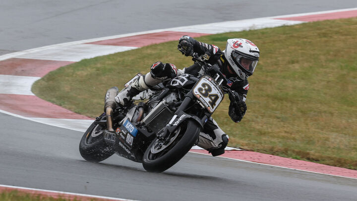 Cody Wyman aboard his KWR Harley-Davidson Pan America.