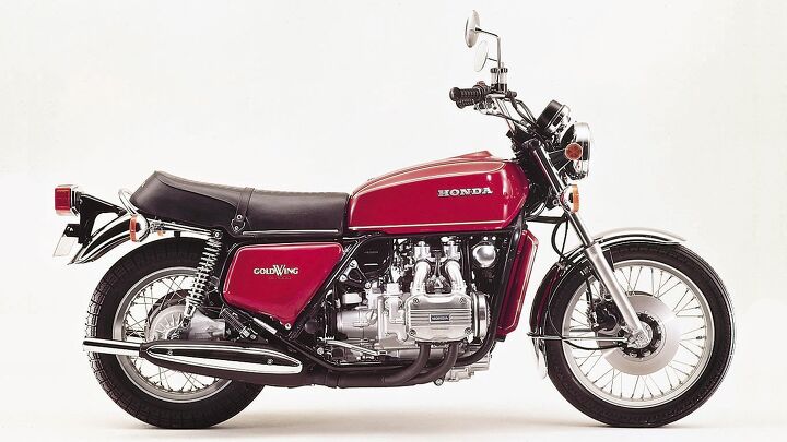 The OG Honda Gold Wing, released in 1974 for model year 1975. You can still find them racking up miles today.