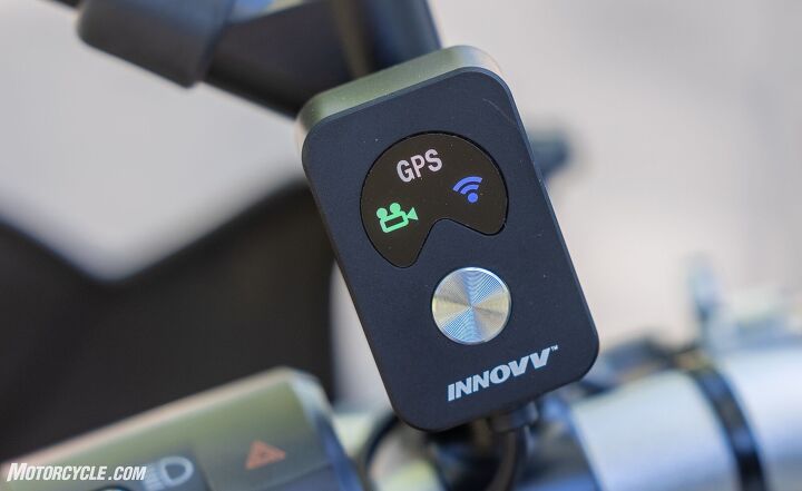 mo tested innovv k3 review, The control module mounts easily to the mirror stalk via the included bracket LEDs indicate that the camera is running the GPS is active and WiFi is connected