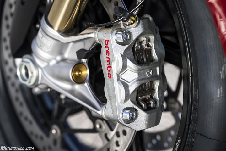 Brembo’s latest caliper, the Hypure is making its introduction aboard the Panigale V4.